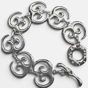 Robert Lee Morris Bracelet Sterling Silver Ornate Link Toggle 7" RLM